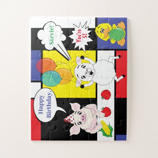 Barnyard Dieren Verjaardagsfeest Jigsaw Puzzel (Verticaal)