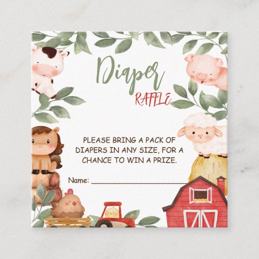 Barnyard Dieren Waterverf Boho Luier Ras Informatiekaartje (Voorkant)