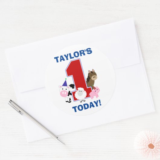 Barnyard Eerste Verjaardag Sticker (Envelop)