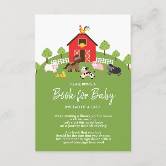 Barnyard Farm Animals Baby shower Boek voor Baby Informatiekaartje (Voorkant)