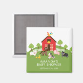 Barnyard Farm Animals Baby shower Favor Magnet (Voorkant / Achterkant)