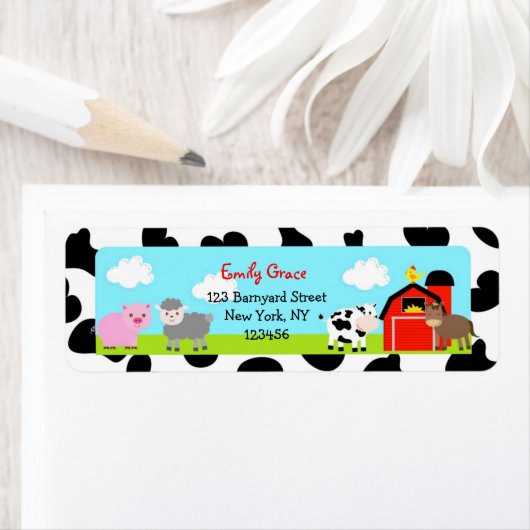 Barnyard Farm Animals Bard Retouradres Labels (Insitu)