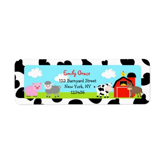 Barnyard Farm Animals Bard Retouradres Labels (Voorkant)
