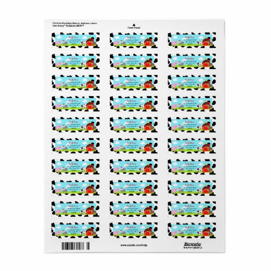 Barnyard Farm Animals Bard Retouradres Labels (Full Sheet)