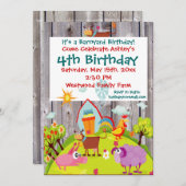 Barnyard Farm Animals Barnwood Birthday Invitation Kaart (Voorkant / Achterkant)