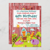 Barnyard Farm Animals Barnwood Birthday Invitation Kaart (Voorkant / Achterkant)
