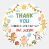 Barnyard Farm Animals Birthday Party Ronde Sticker (Voorkant)