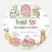 Barnyard Farm Animals Birthday Ronde Sticker (Voorkant)