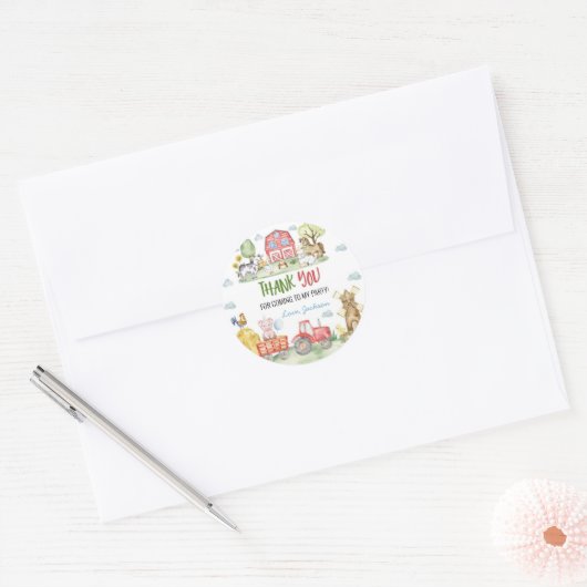 Barnyard Farm Animals Birthday Ronde Sticker (Envelop)