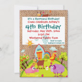 Barnyard Farm Animals Burlap Birthday Invitation Kaart (Voorkant)