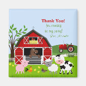 Barnyard Farm Animals Dank u Magnet (Voorkant)