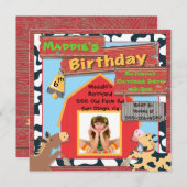 Barnyard Farm Animals Foto van Birthday Party Kaart (Voorkant / Achterkant)