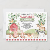 Barnyard Farm Animals Greenery Verjaardagsfeest Kaart (Voorkant)