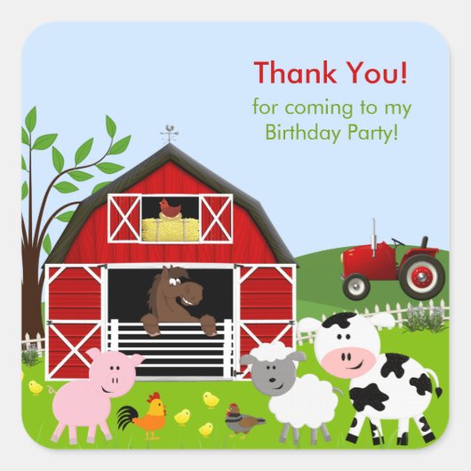 Barnyard Farm Animals Verjaardagsfeest Sticker (Voorkant)