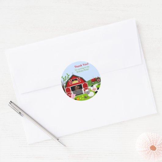 Barnyard Farm Animals Verjaardagsfeest Sticker (Envelop)