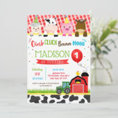 Barnyard Farm Animals Verjaardagsfeestuitnodiginge Kaart (Staand voorkant)