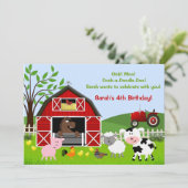 Barnyard Farm Animals Verjaardagsfeestuitnodiginge Kaart (Staand voorkant)