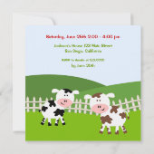 Barnyard Farm Animals Verjaardagsfeestuitnodiginge Kaart (Achterkant)
