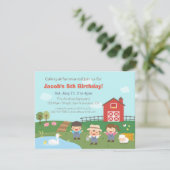 Barnyard Farmhands Kids Birthday Party Invitations Kaart (Staand voorkant)