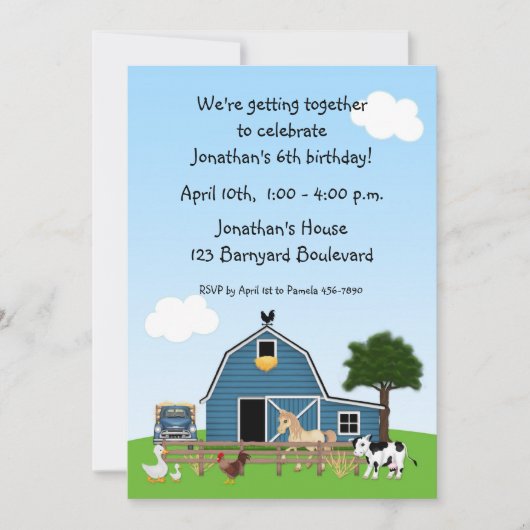 Barnyard Friends Birthday Invitation Kaart (Voorkant)