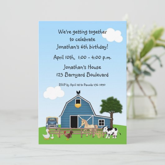Barnyard Friends Birthday Invitation Kaart (Staand voorkant)