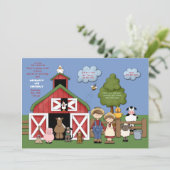 Barnyard Friends Invitation Kaart (Staand voorkant)
