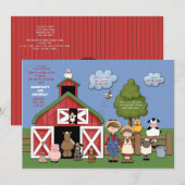 Barnyard Friends Invitation Kaart (Voorkant / Achterkant)