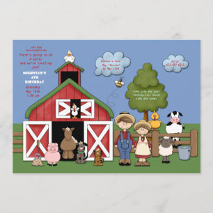Barnyard Friends Invitation Kaart