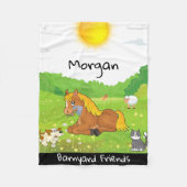 Barnyard Friends Pony, Cat, Dog, Chicken, Lamb Fleece Deken (Voorkant)