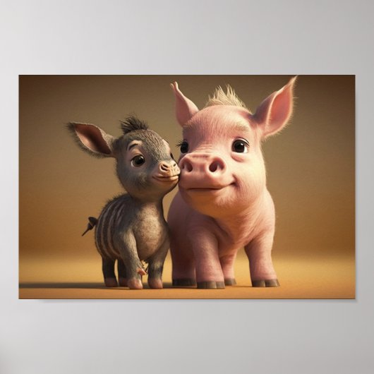 Barnyard Friends Series - Donkey en piglet Poster (Voorkant)