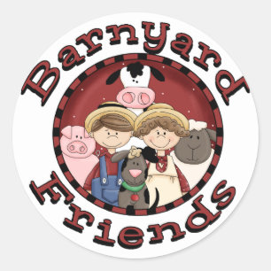 Barnyard Friends Tshirts en Gifts Ronde Sticker
