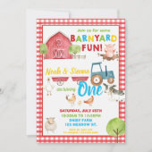 Barnyard Fun 1e Verjaardagsfeest Boerderijdieren T Kaart (Voorkant)