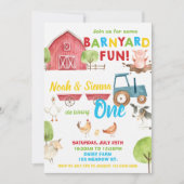 Barnyard Fun 1e Verjaardagsfeest Boerderijdieren T Kaart (Voorkant)