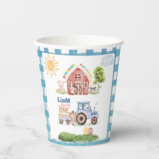 Barnyard Fun 1st Birthday Papieren Bekers (Voorkant)