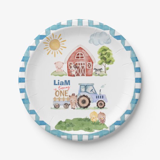 Barnyard Fun 1st Birthday Papieren Bordje (Voorkant)
