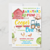 Barnyard Fun 1st Birthday Party Farm Animals Kaart (Voorkant)
