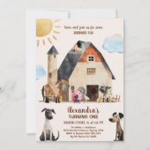 Barnyard Fun 1st Birthday Party Farm Animals Kaart (Voorkant)