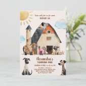 Barnyard Fun 1st Birthday Party Farm Animals Kaart (Staand voorkant)