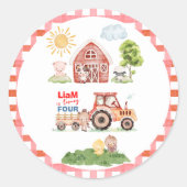 Barnyard Fun Any Age Birthday Ronde Sticker (Voorkant)
