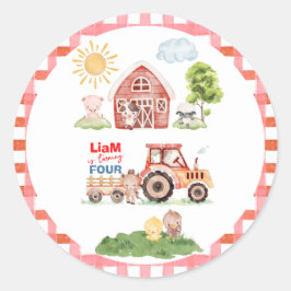 Barnyard Fun Any Age Birthday Ronde Sticker