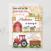 Barnyard Fun Farm Animals Verjaardag Uitnodiging (Voorkant)