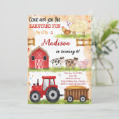Barnyard Fun Farm Animals Verjaardag Uitnodiging (Staand voorkant)