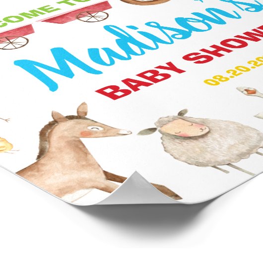 Barnyard Fun Party Boerderij Animal Baby shower We Poster (Hoek)
