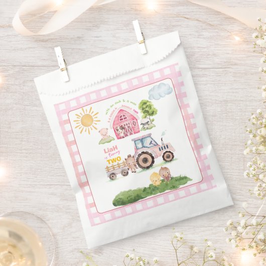 Barnyard Fun Pink 2nd Birthday Bedankzakje (Geknipt)