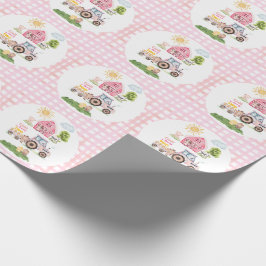 Barnyard Fun Roze 2e Verjaardag Cadeaupapier