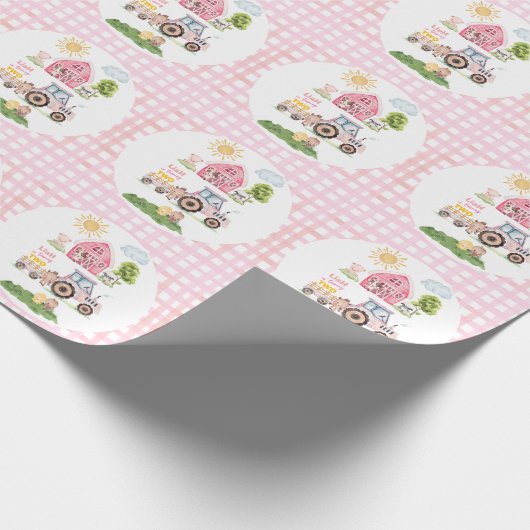 Barnyard Fun Roze 2e Verjaardag Cadeaupapier (Hoek)