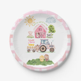 Barnyard Fun Roze 2e Verjaardag Papieren Bordje
