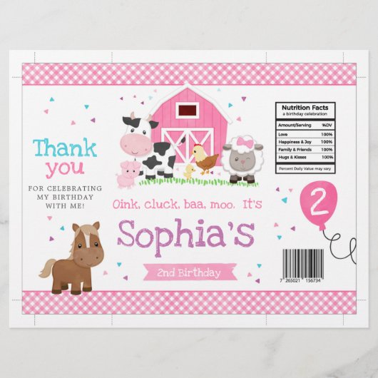 Barnyard Girl Birthday Party Chip Bag Wrapper Flyer (Voorkant)
