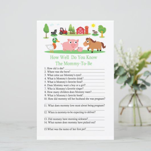 Barnyard Hoe goed ken je het baby shower spel? (Staand voorkant)