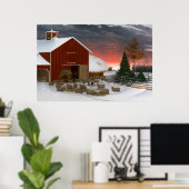 Barnyard in Winter Poster (Thuiskantoor)